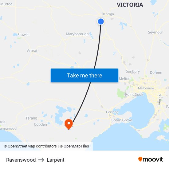 Ravenswood to Larpent map