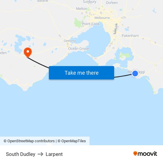 South Dudley to Larpent map