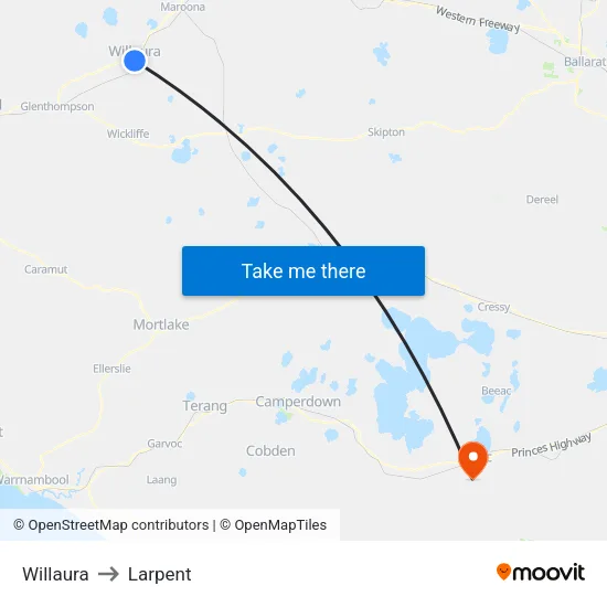 Willaura to Larpent map