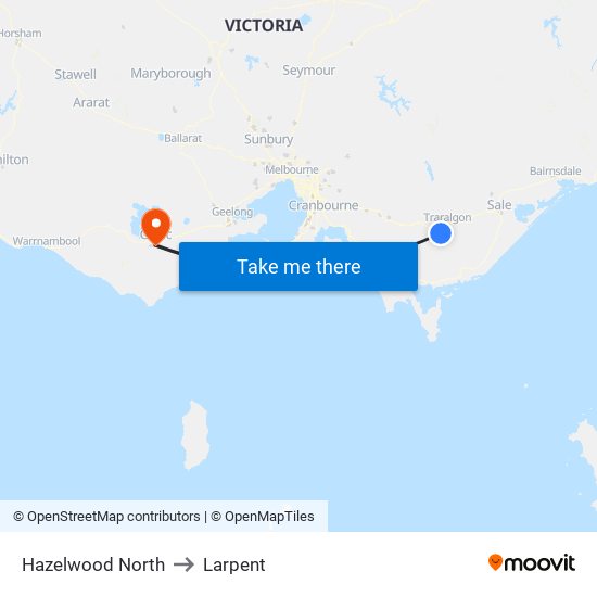 Hazelwood North to Larpent map