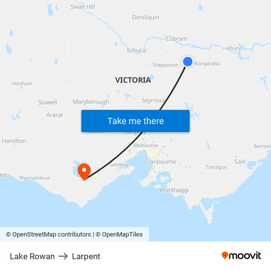 Lake Rowan to Larpent map