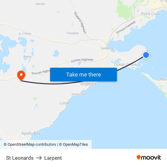 St Leonards to Larpent map