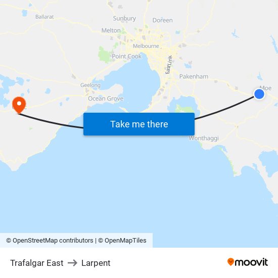 Trafalgar East to Larpent map