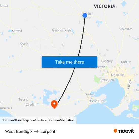 West Bendigo to Larpent map