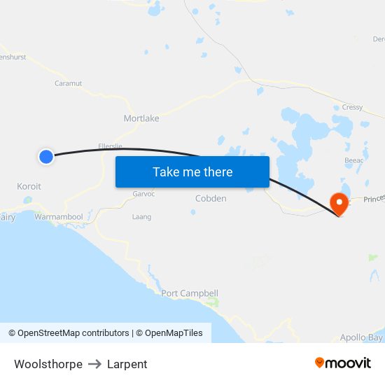 Woolsthorpe to Larpent map