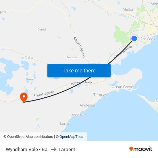 Wyndham Vale - Bal to Larpent map