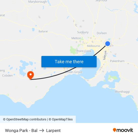 Wonga Park - Bal to Larpent map