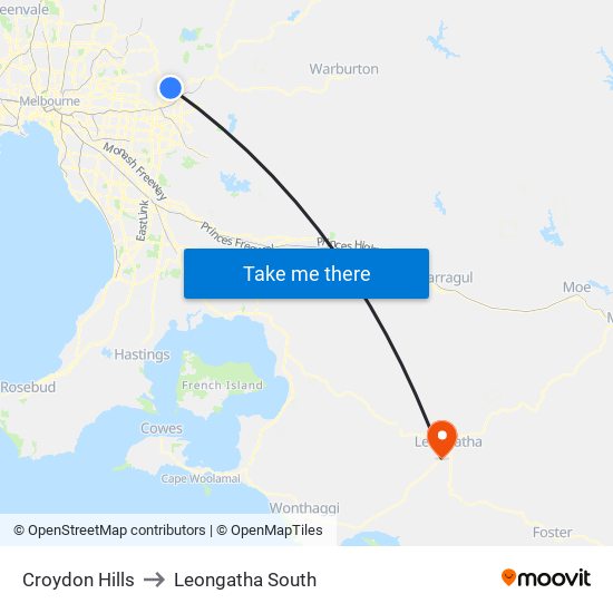 Croydon Hills to Leongatha South map