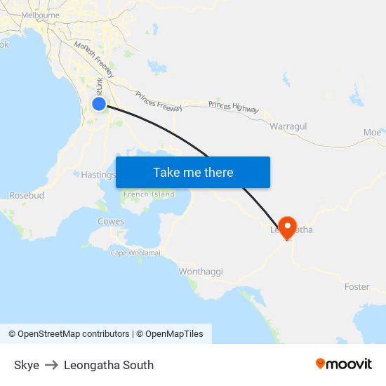 Skye to Leongatha South map