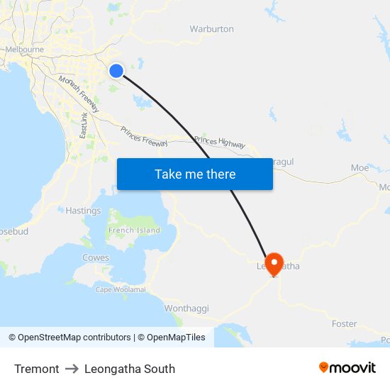 Tremont to Leongatha South map