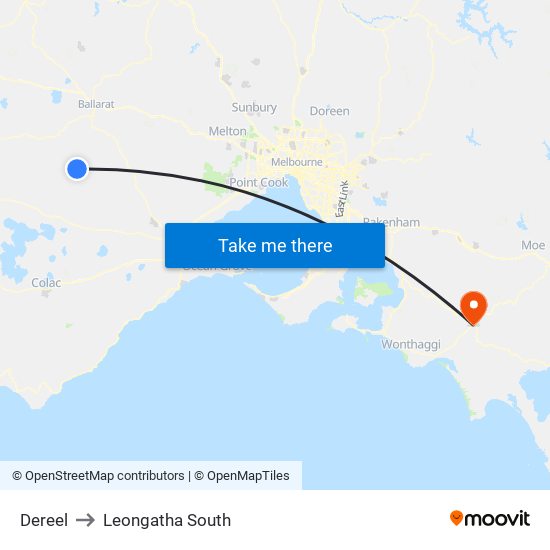 Dereel to Leongatha South map