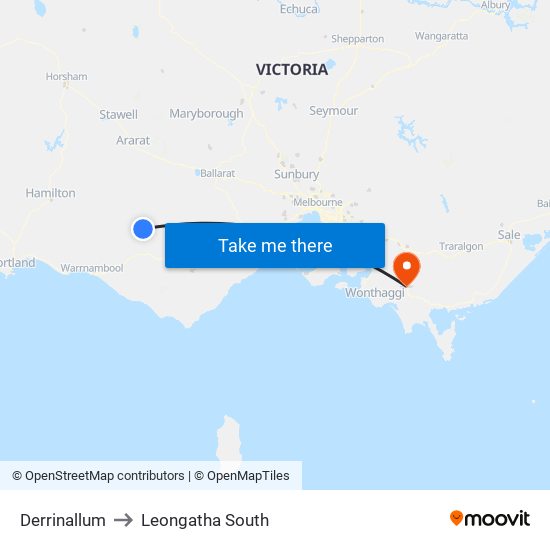 Derrinallum to Leongatha South map