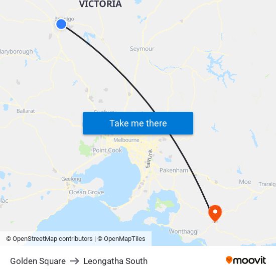 Golden Square to Leongatha South map