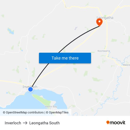 Inverloch to Leongatha South map