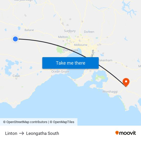 Linton to Leongatha South map