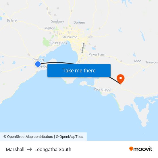 Marshall to Leongatha South map