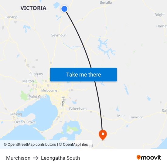 Murchison to Leongatha South map