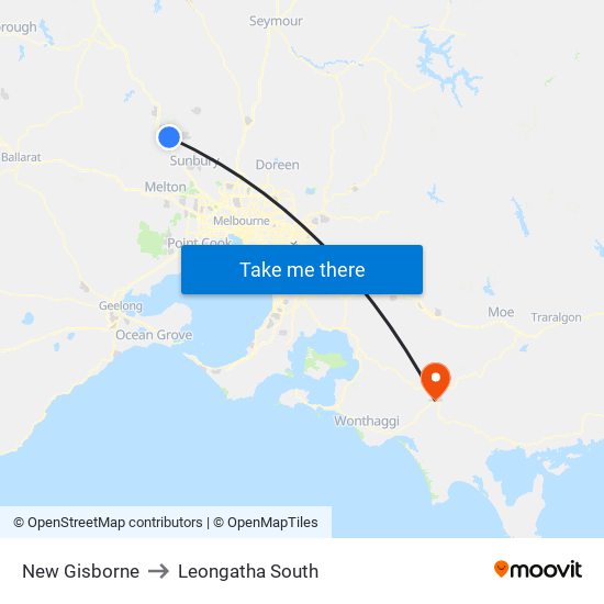 New Gisborne to Leongatha South map