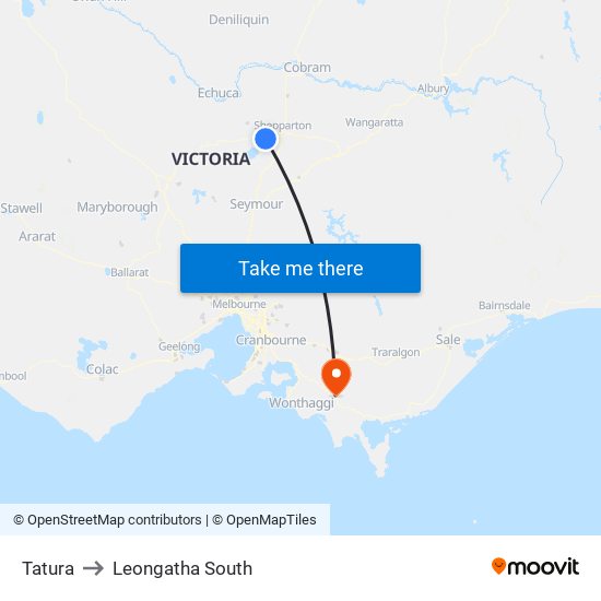 Tatura to Leongatha South map