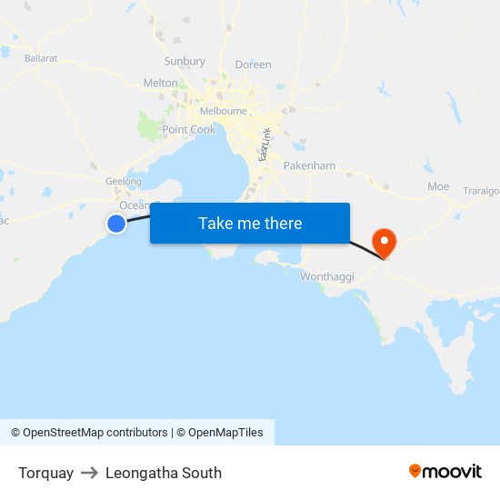 Torquay to Leongatha South map