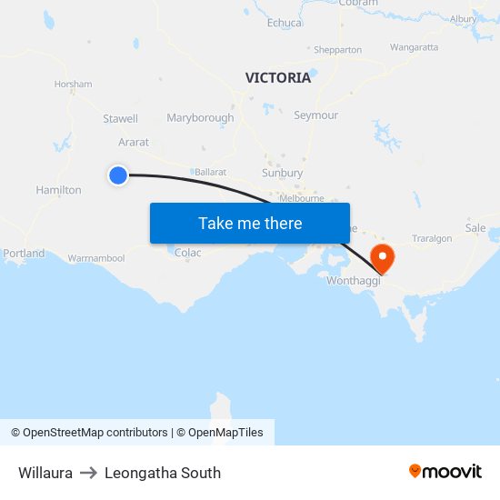 Willaura to Leongatha South map