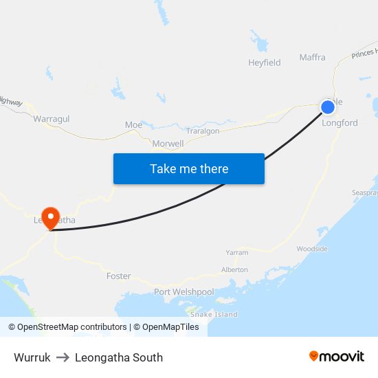 Wurruk to Leongatha South map