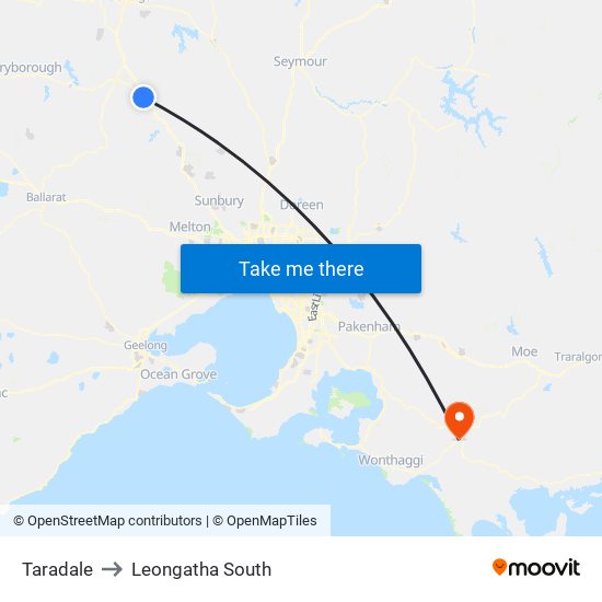 Taradale to Leongatha South map