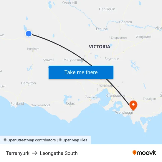 Tarranyurk to Leongatha South map
