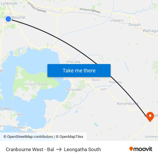 Cranbourne West - Bal to Leongatha South map