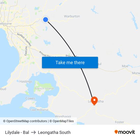 Lilydale - Bal to Leongatha South map