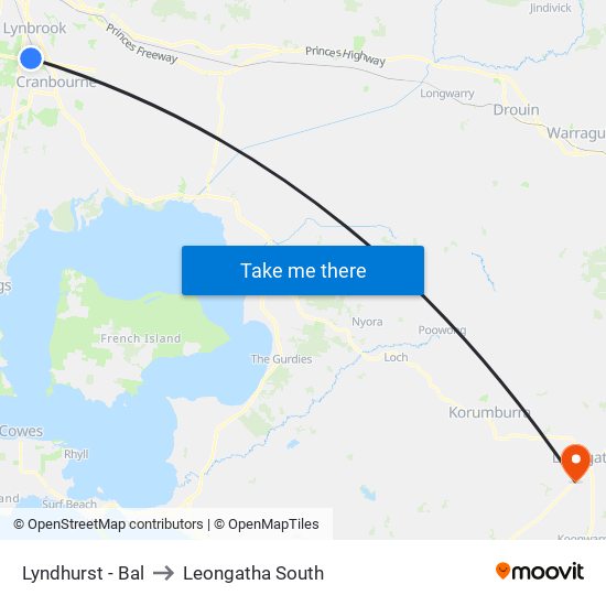 Lyndhurst - Bal to Leongatha South map