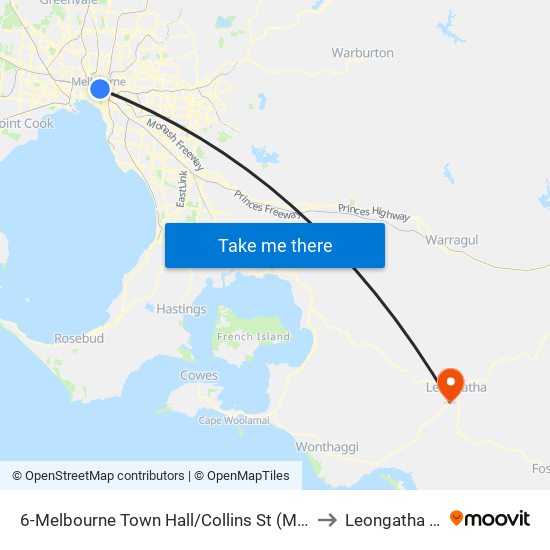 6-Melbourne Town Hall/Collins St (Melbourne City) to Leongatha South map