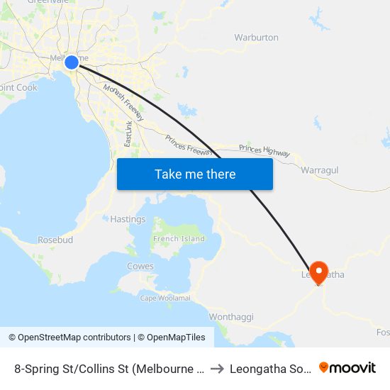 8-Spring St/Collins St (Melbourne City) to Leongatha South map