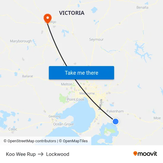 Koo Wee Rup to Lockwood map