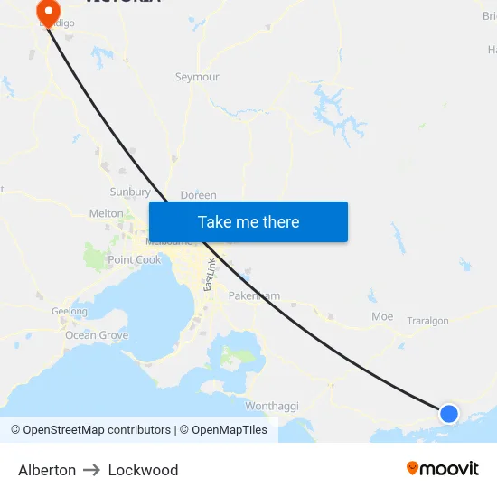 Alberton to Lockwood map