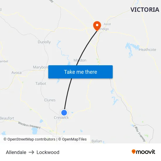Allendale to Lockwood map