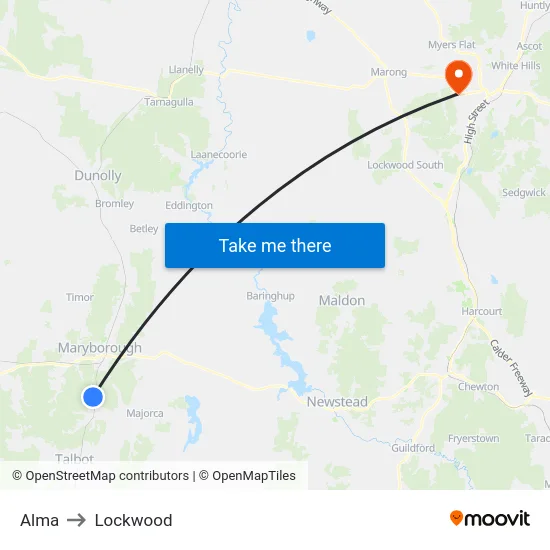 Alma to Lockwood map