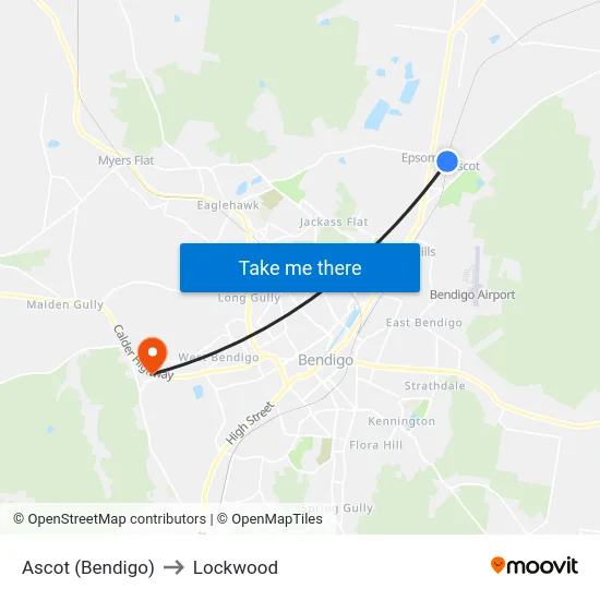 Ascot (Bendigo) to Lockwood map