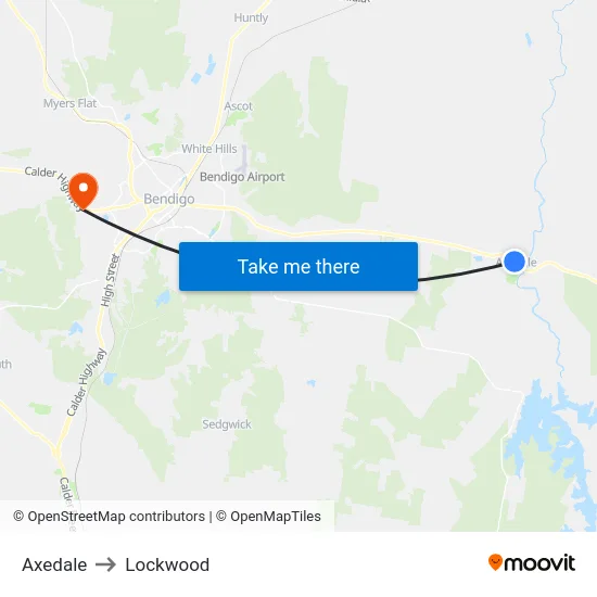 Axedale to Lockwood map