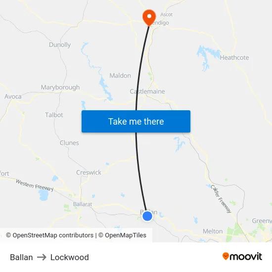 Ballan to Lockwood map