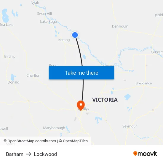 Barham to Lockwood map