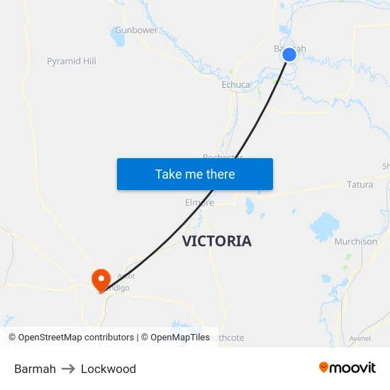 Barmah to Lockwood map