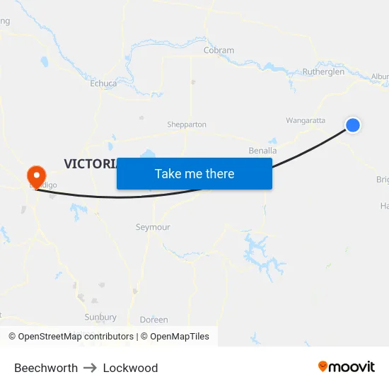 Beechworth to Lockwood map
