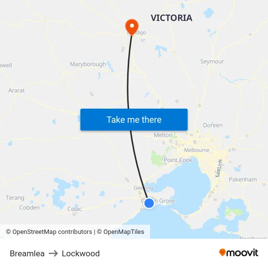 Breamlea to Lockwood map