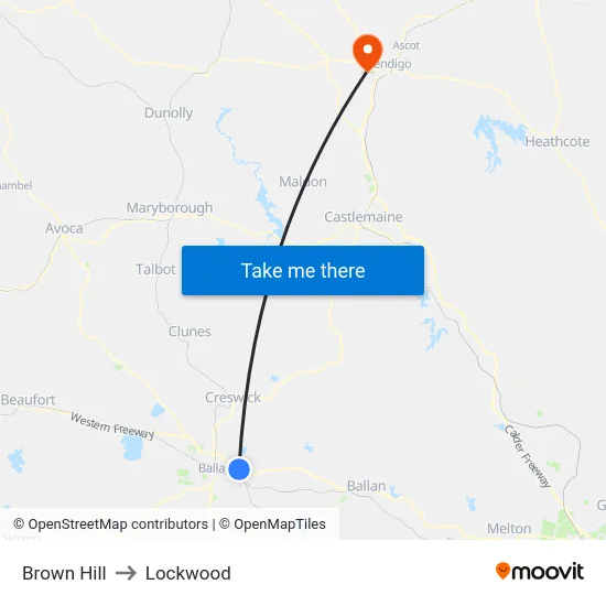 Brown Hill to Lockwood map