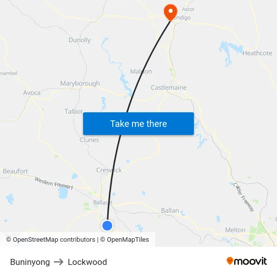 Buninyong to Lockwood map