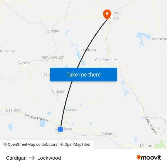 Cardigan to Lockwood map