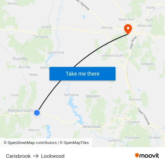 Carisbrook to Lockwood map
