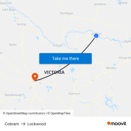 Cobram to Lockwood map