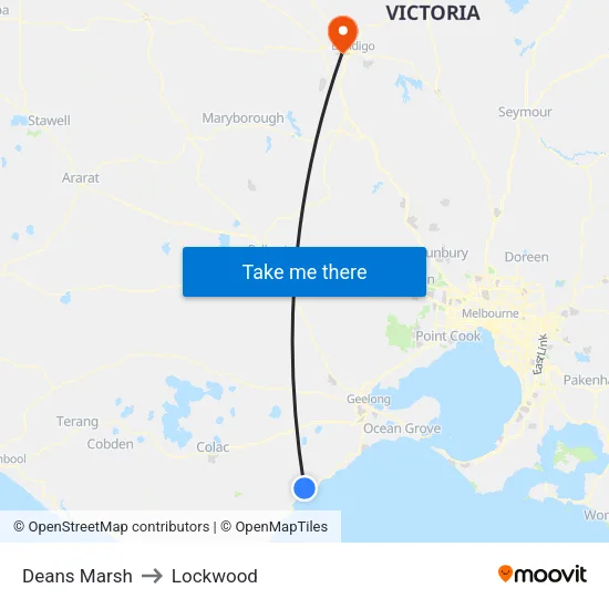 Deans Marsh to Lockwood map